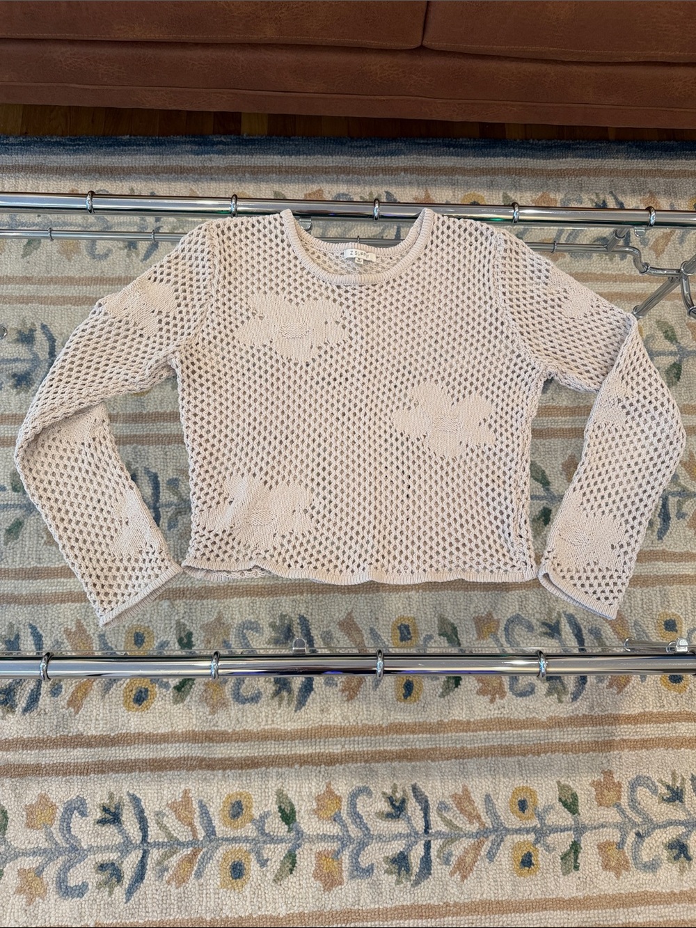 Z Supply Cream Crochet Open-Knit Sweater
